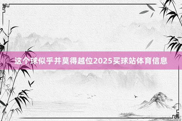 这个球似乎并莫得越位2025买球站体育信息