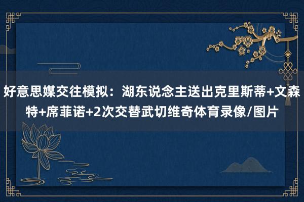 好意思媒交往模拟：湖东说念主送出克里斯蒂+文森特+席菲诺+2次交替武切维奇体育录像/图片