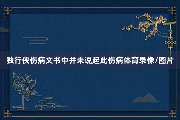 独行侠伤病文书中并未说起此伤病体育录像/图片