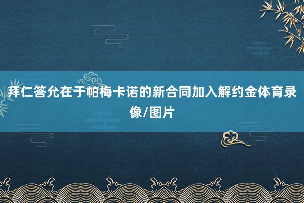 拜仁答允在于帕梅卡诺的新合同加入解约金体育录像/图片
