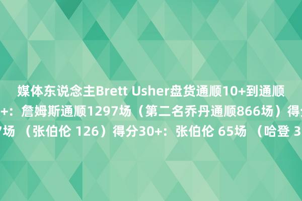 媒体东说念主Brett Usher盘货通顺10+到通顺60+的记载情况:得分10+:詹姆斯通顺1297场(第二名乔丹通顺866场)得分20+:亚历山大 127场 (张伯伦 126)得分30+:张伯伦 65场 (哈登 32)得分40+:张伯伦 14 场、14场、10场(科比&乔丹9场)得分50+:张伯伦 7场、6场、5场、5场(科比4场)得分60+:张伯伦 4场、3场、2场、2场 体育赛事直播