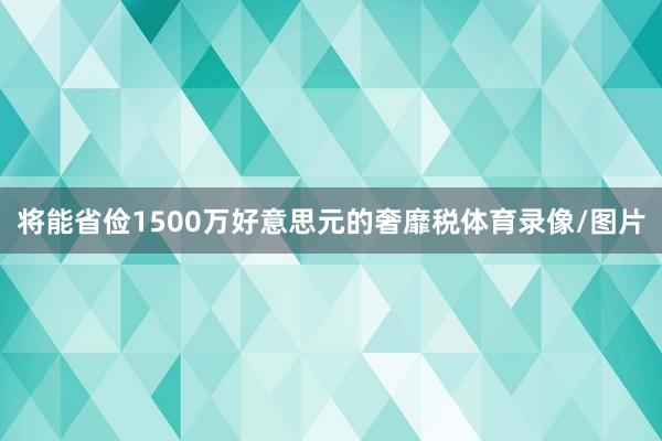 将能省俭1500万好意思元的奢靡税体育录像/图片