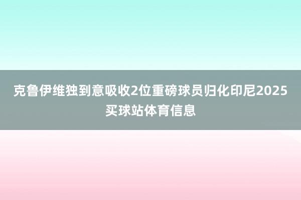 克鲁伊维独到意吸收2位重磅球员归化印尼2025买球站体育信息