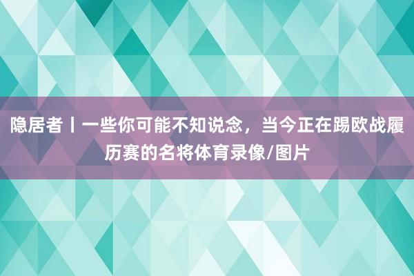 隐居者丨一些你可能不知说念，当今正在踢欧战履历赛的名将体育录像/图片